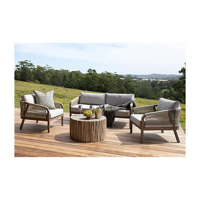 Sofa met touwweefsel Patio Set AJUNION Teakhouten raam Buitenmeubelen voor strandtuinen