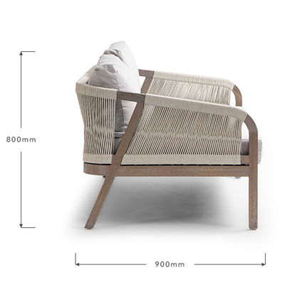 Sofa met touwweefsel Patio Set AJUNION Teakhouten raam Buitenmeubelen voor strandtuinen