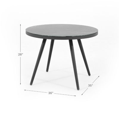 Specifieke AJUNION Wicker Rattan Outdoor Eet Set Aluminium Frame Ronde Tafel 4 zitplaatsen