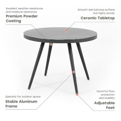 Hoofddorp buiten eetkamer set met ronde gehard glas tafel en touw weven fauteuil