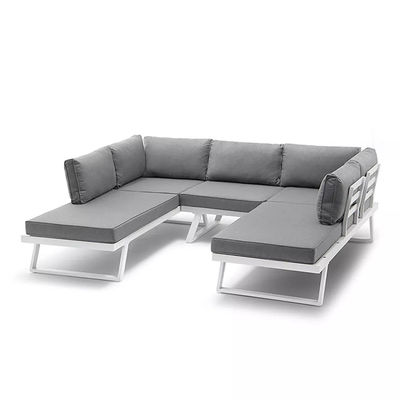 AJUNION Moderne U-vormige buitenmeubilair set Aluminium frame Hoek lounge voor tuin