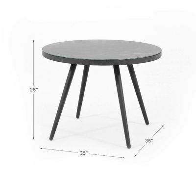 Aluminium eetkamer voor 4 personen Ronde tafel en fauteuil Tuinmeubelen