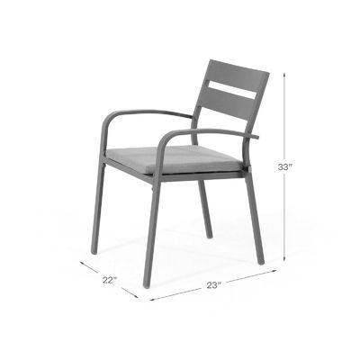 Aluminium eetkamer voor 4 personen Ronde tafel en fauteuil Tuinmeubelen