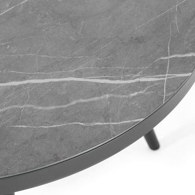 Aluminium eetkamer voor 4 personen Ronde tafel en fauteuil Tuinmeubelen