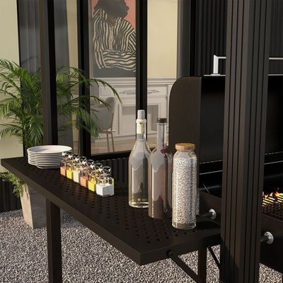 Buitengrill 6x8 Hardtop BBQ Gazebo met 2 zijplanken 102 lbs H92.5 x W96.5 x D70.9