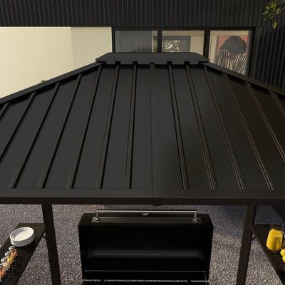 Buitengrill 6x8 Hardtop BBQ Gazebo met 2 zijplanken 102 lbs H92.5 x W96.5 x D70.9