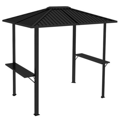 Buitengrill 6x8 Hardtop BBQ Gazebo met 2 zijplanken 102 lbs H92.5 x W96.5 x D70.9