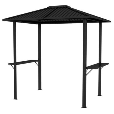 Buitengrill 6x8 Hardtop BBQ Gazebo met 2 zijplanken 102 lbs H92.5 x W96.5 x D70.9