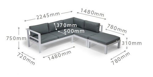 Moderne design aluminium patio meubelset met verstelbare tafel en eetkamer