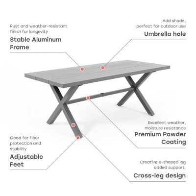 AJUNION X-vorm Outdoor dining set voor restaurant 76"D x 36"W x 30'H Tafelgrootte