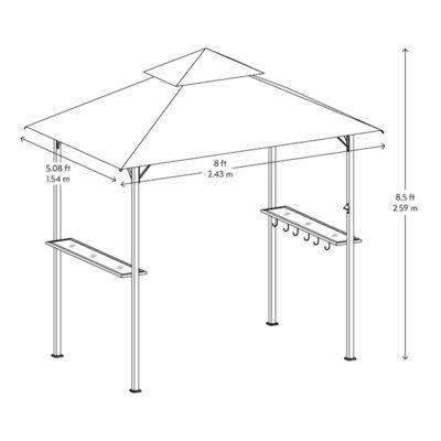 Outdoor Patio Grill Gazebo Tent AJUNION 5x8 Double Tiered BBQ Canopy met staal frame