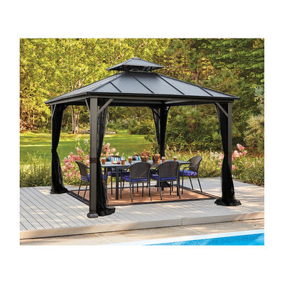 Polyesterstof AJUNION 10x10ft gegalvaniseerd staal dubbel dak Gazebo luifel met rits