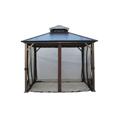 Polyesterstof AJUNION 10x10ft gegalvaniseerd staal dubbel dak Gazebo luifel met rits