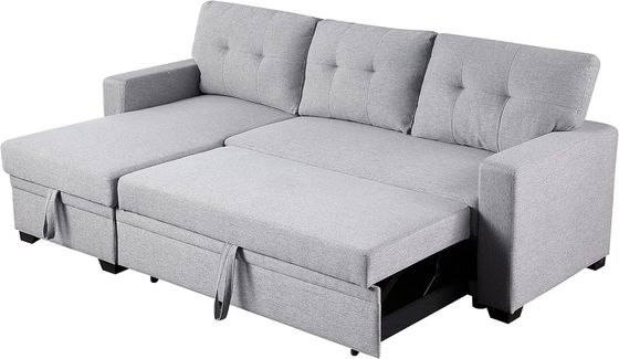 Postverpakking Alle weersomstandigheden Stof L-vorm sectioneel sofa Bed Lounge Set met kussens