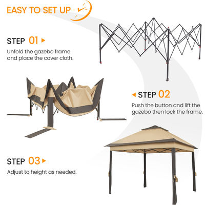 Poedercoated 3.3x3.3M Outdoor Gazebo Tent Pop Up met 4 Mesh Sidewalls Waterdicht