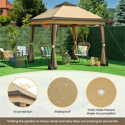 Poedercoated 3.3x3.3M Outdoor Gazebo Tent Pop Up met 4 Mesh Sidewalls Waterdicht