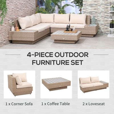 Vakantie Outdoor Patio Meubels Modern Design Wicker Rattan Hoeksofa Set voor tuin