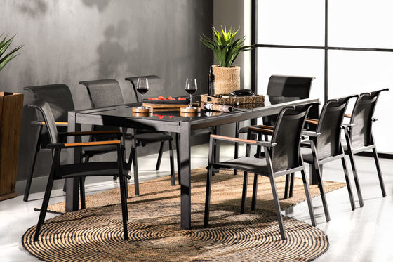 Uitbreidbare patio set L 336,5 x W 107,5 x H 75cm AJUNION Outdoor Aluminium Eettafel