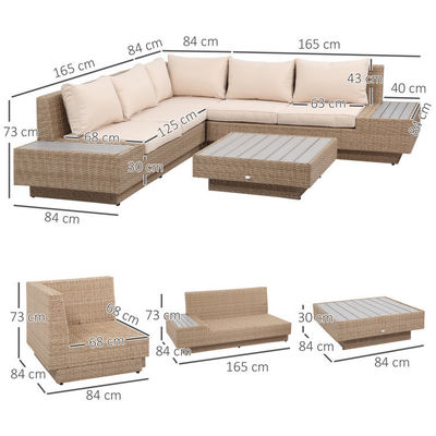 Vakantie Outdoor Patio Meubels Modern Design Wicker Rattan Hoeksofa Set voor tuin