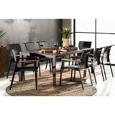 Buiten 8 zitplaatsen uitbreidbare eettafel met fauteuil in modern luxe design