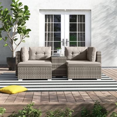 Outdoor Lounge Set met metalen frame AJUNION Rattan Tuinmeubilair W52 x D56 x H87cm