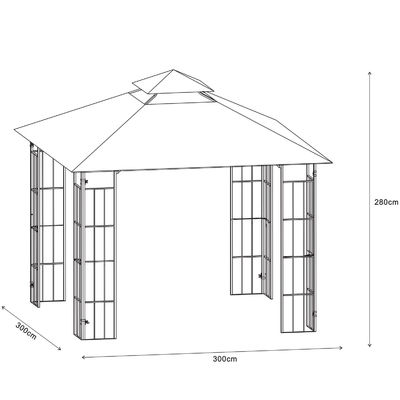 Polyesterstof D300 x W300 x H280cm Grill Gazebo Vervangend Canopy voor Patio Shelter