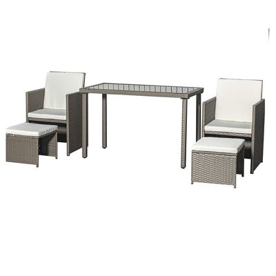 AJUNION Ruimtebesparend Ontwerp Tuinmeubilair Set met kussens en PE Wicker Rattan