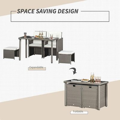 AJUNION Ruimtebesparend Ontwerp Tuinmeubilair Set met kussens en PE Wicker Rattan