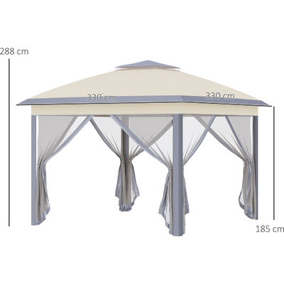 Root Proof L330 x W330 x H288cm AJUNION Tuin Gazebo Buiten Canopy Schaduw Pop Up Tent