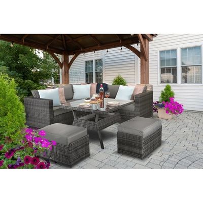 Outdoor tuin eetkamermeubelen met bank door AJUNION Woven Rattan Hoekbank
