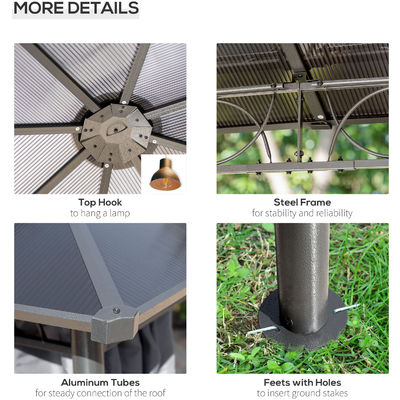 Stalen frame AJUNION Buiten waterdicht Canopy Shelter Gazebo met polycarbonaat dak