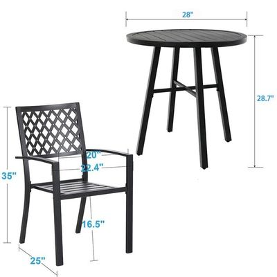 Buitenbalkon Bistro Set Metalen tuinmeubilair met opvouwbaar ontwerp en 2 zitplaatsen