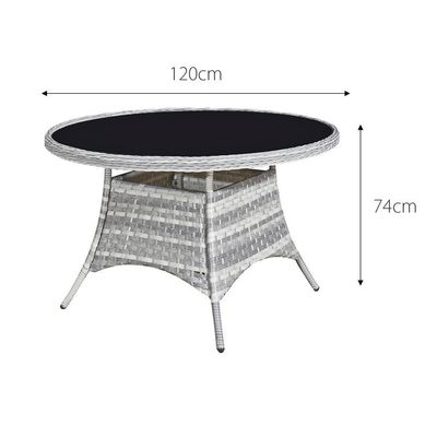 Buitenmeubilair set met ronde eettafel AJUNION 4 zitplaatsen weerbestendige weefsel rotan