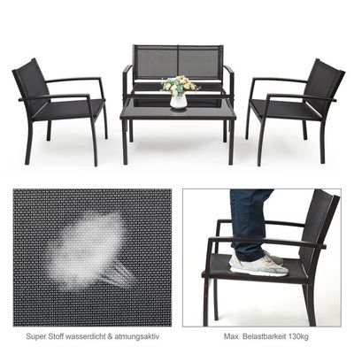 Balkon of patio lounge set metalen raam tuin set voor buiten 4 zitplaatsen ontspanning
