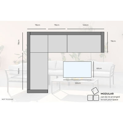 Outdoormeubilair in minimalistische, moderne stijl, met aluminiumkofferbank
