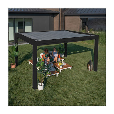 AJUNION 14x10 tuinterras dak luik pergola met zachte luifel en stalen frame