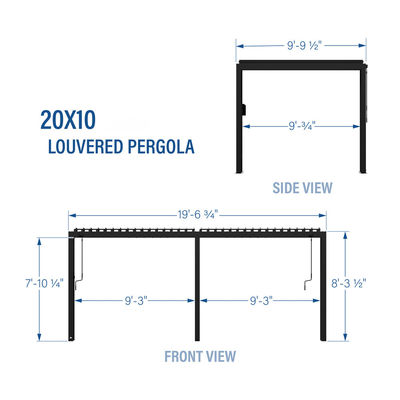 Buitentuin Bioclimatische metaalpergola L20xW10ft met waterdicht dakluis systeem