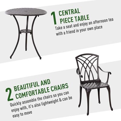 Gegote aluminium balkonmeubelen AJUNION 2 zitplaatsen Outdoor Bistro Set met ronde tafel