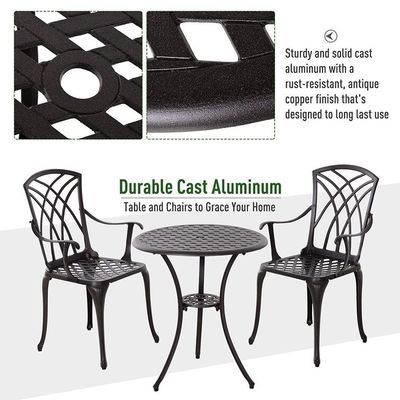 Gegote aluminium balkonmeubelen AJUNION 2 zitplaatsen Outdoor Bistro Set met ronde tafel
