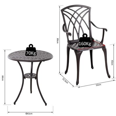 Gegote aluminium balkonmeubelen AJUNION 2 zitplaatsen Outdoor Bistro Set met ronde tafel