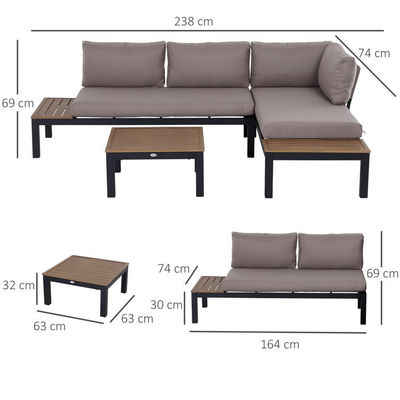 Moderne L-sofa set met metalen frame buitenmeubelen lounge set door AJUNION