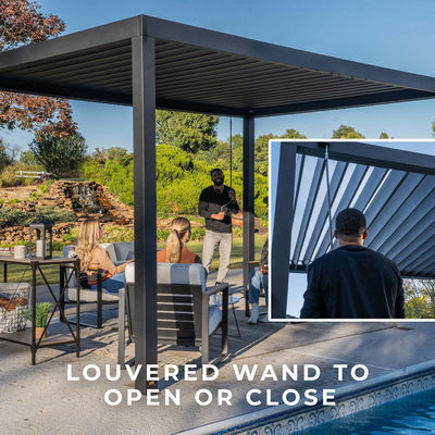 Staalframe AJUNION 16X10 Metalen pergola voor tuin met dakluizer Buiten Bioclimatisch