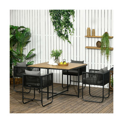 Moderne ontwerp stijl gevouwen eettafel en PE Rattan fauteuil Patio meubels Eet set
