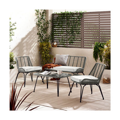 Metalen raam Tuin Set 4 zitplaatsen Balkonmeubelen Plastic Rattan Patio Meubels