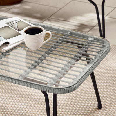 Metalen raam Tuin Set 4 zitplaatsen Balkonmeubelen Plastic Rattan Patio Meubels