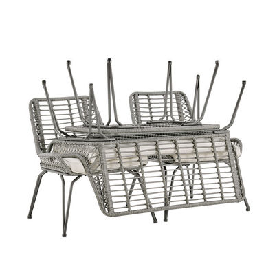 Metalen raam Tuin Set 4 zitplaatsen Balkonmeubelen Plastic Rattan Patio Meubels