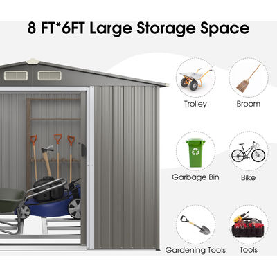8x6ft Tuinhuis Gereedschapsopslag Schuur met Luchtluchtruiming 69kg Poeder bekleed frame door AJUNION