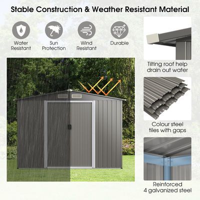 8x6ft Tuinhuis Gereedschapsopslag Schuur met Luchtluchtruiming 69kg Poeder bekleed frame door AJUNION