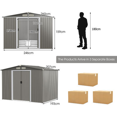 8x6ft Tuinhuis Gereedschapsopslag Schuur met Luchtluchtruiming 69kg Poeder bekleed frame door AJUNION
