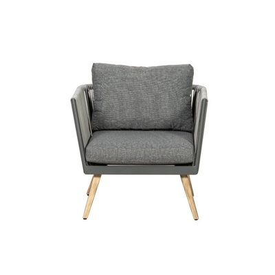 Moderne outdoormeubels met aluminium frame en houtkorrel afwerking